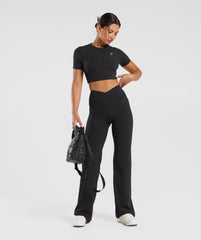 Crossover Flared Leggings Black