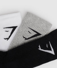 Crew Socks 3pk White/Light Grey Core Marl/Black