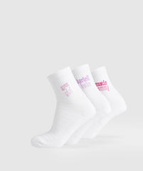Gym Babes Midi Sock 3pk White/Sour Pink/Active Purple/Winning Pink