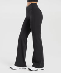 Crossover Regular Flared Leggings Black