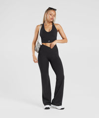 Crossover Regular Flared Leggings Black