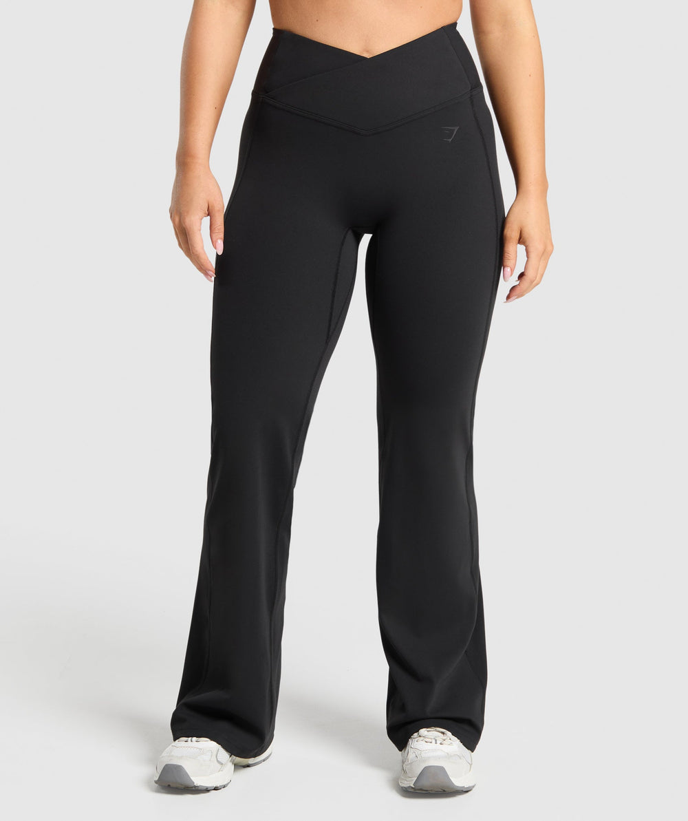 Crossover Flared Leggings Black