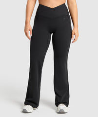 Crossover Flared Leggings Black