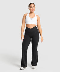 Crossover Flared Leggings Black