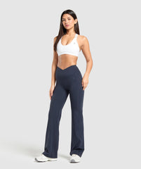 Crossover Flared Leggings Heavy Blue