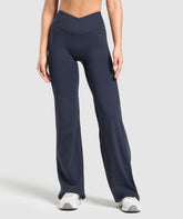 Crossover Flared Leggings Heavy Blue