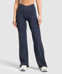 Crossover Flared Leggings Heavy Blue