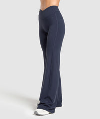 Crossover Flared Leggings Heavy Blue