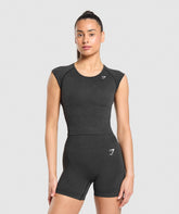 Vital Scoop Neck Top Black Marl