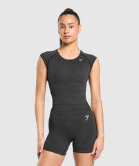 Vital Scoop Neck Top Black Marl