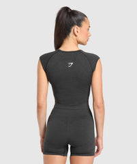 Vital Scoop Neck Top Black Marl