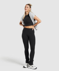 Rest Day Boot Cut Cotton Leggings Black
