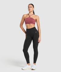 Halter Neck Sports Bra Washed Berry Pink