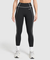 Retro Contrast Stitch Leggings Black/Light Grey