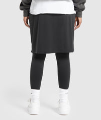 2 in 1 High Waisted Skirt Leggings Black
