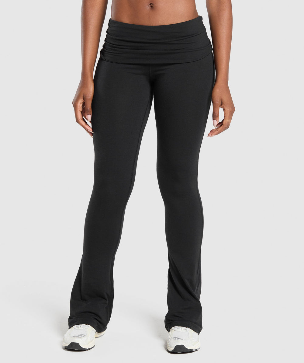 Foldover Flared Leggings Black