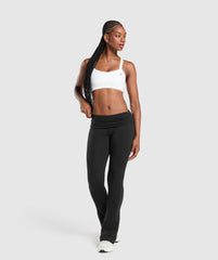 Foldover Flared Leggings Black