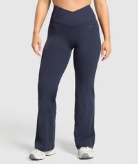 Crossover Flared Leggings Heavy Blue