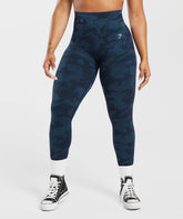 Adapt Camo Seamless Ribbed Leggings Midnight Blue/Ash Blue