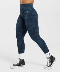 Adapt Camo Seamless Ribbed Leggings Midnight Blue/Ash Blue