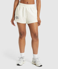Care Label Graphic Brushed Shorts Soft White