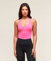 Halter Neck Cami with Shelf Energy Pink
