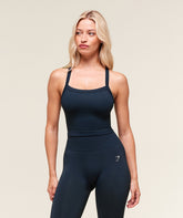 Everyday Seamless Ribbed Midi Top Navy