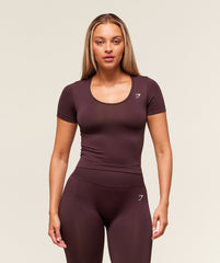 Everyday Seamless Tight Fit Crew Neck Tee Cherry Purple