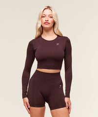 Everyday Seamless Long Sleeve Crop Top Cherry Purple