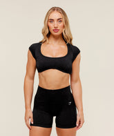Adapt Fleck x Whitney Short Sleeve Crop Top Black