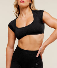 Adapt Fleck x Whitney Short Sleeve Crop Top Black