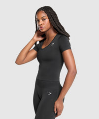 Everyday Seamless Tight Fit Crew Neck Tee Black