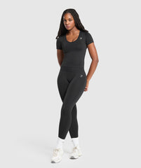 Everyday Seamless Tight Fit Crew Neck Tee Black
