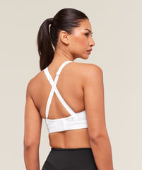 Crossover Strap High Support Sports Bra White