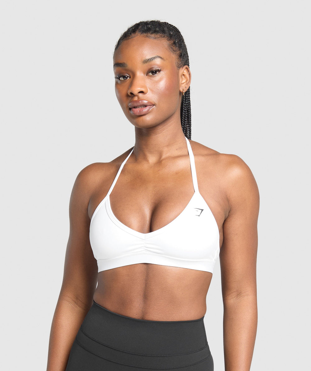 Minimal Halterneck Sports Bra White