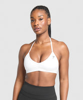 Minimal Halterneck Sports Bra White