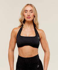 Adapt Fleck x Whitney Halterneck Sports Bra Black