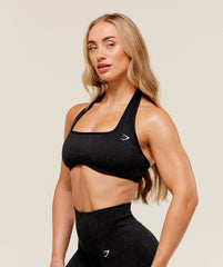 Adapt Fleck x Whitney Halterneck Sports Bra Black