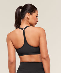 Cotton Racerback Sports Bra Black