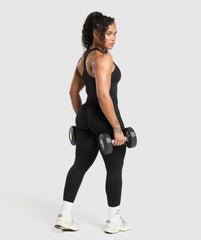 Lift Seamless Midi Tank With Shelf Black/Black Marl