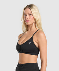 Ruched Strappy Sports Bra Black
