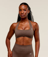 Adapt Fleck x Whitney Halterneck Sports Bra Soft Brown/Chestnut Pink