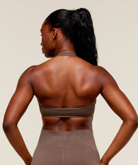 Adapt Fleck x Whitney Halterneck Sports Bra Soft Brown/Chestnut Pink