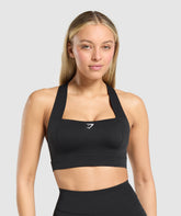 Square Neck Sports Bra Black