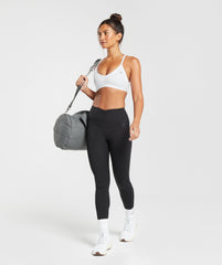 Ruched Strappy Sports Bra White