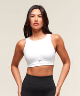 Mesh Back Sports Bra White