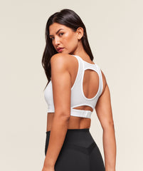 Mesh Back Sports Bra White