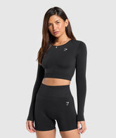 Everyday Seamless Long Sleeve Crop Top Black