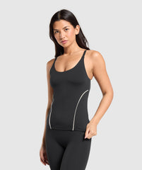 Contour Stitch Tank with Shelf Black