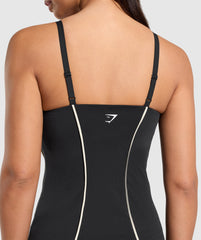 Contour Stitch Tank with Shelf Black